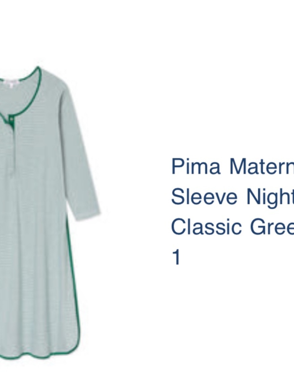 Classic Green Maternity Nightgown - Pima Cotton